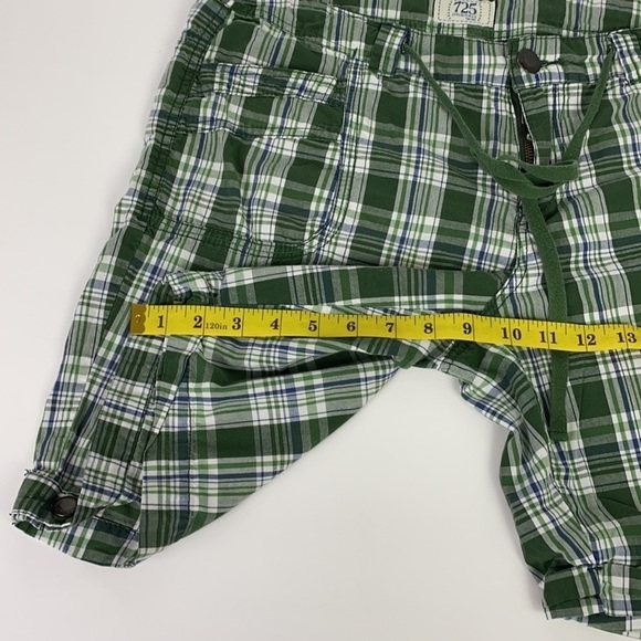 100% cotton plaid Green white Bermuda hiking shorts size 18 - Picture 14 of 16